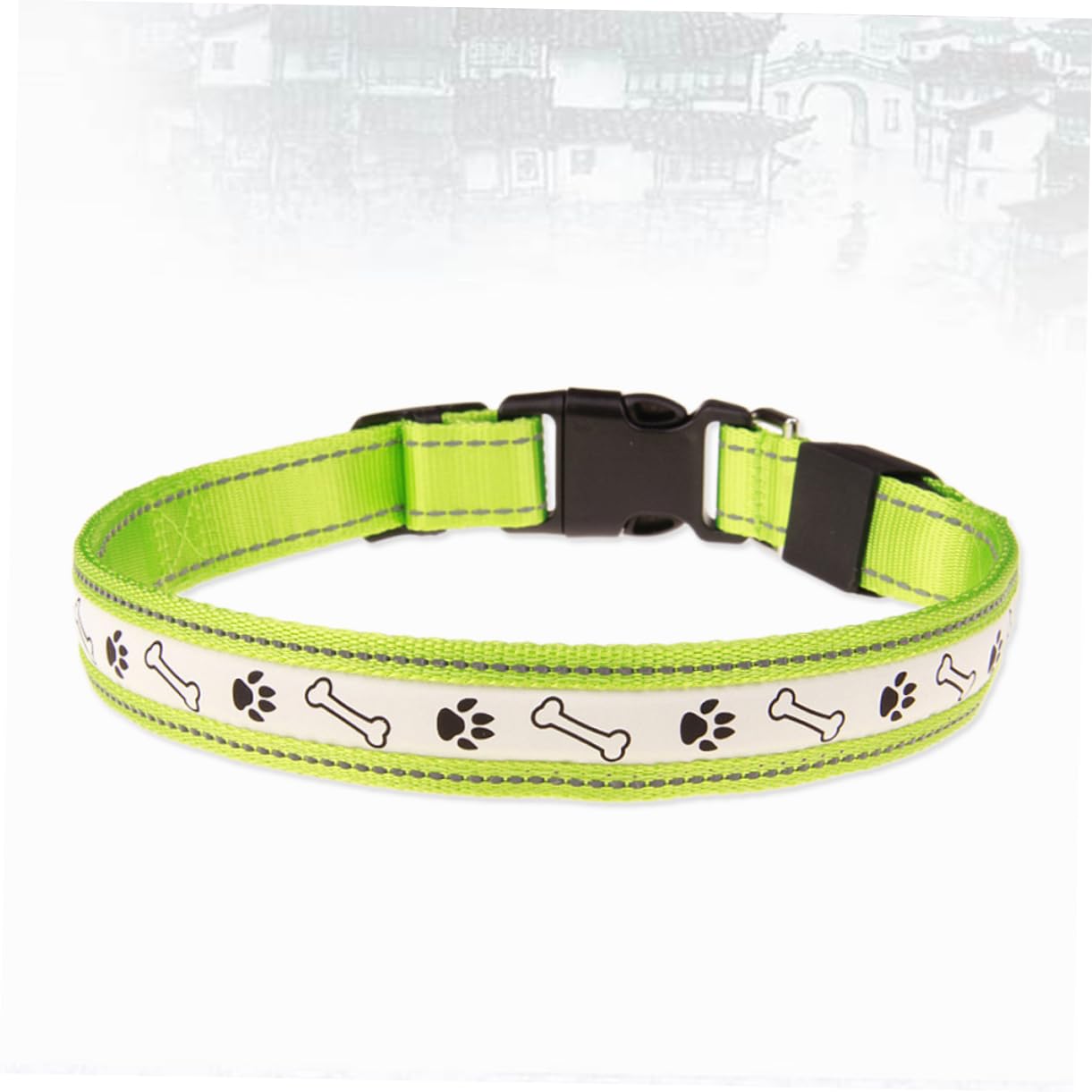 Mipcase 3pezzi Collare Led Ricaricabile Per Cani Guinzaglio Luminoso Con Design Impronta Sicurezza Notturna Per Passeggiate Taglia Media Verde