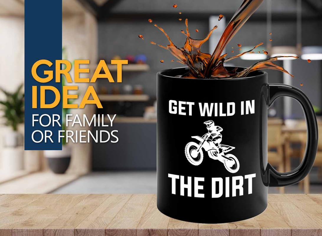 Dirt Bike Coffee Mug 11oz Black - Get In - Motorcycle Sport Dirt Rider Automotive Cycling Racing Background