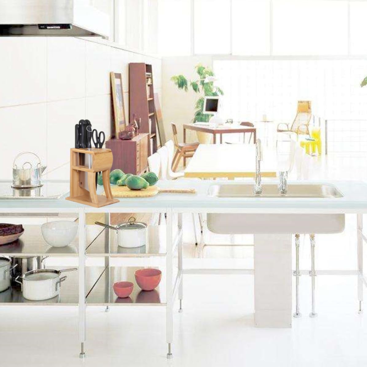 Knife Block with 6 Slots for Kitchen Storage Organizer