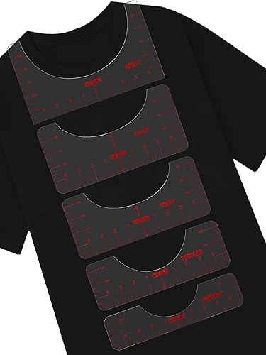 Guía de regla de camiseta de 8 piezas para prensa de calor y alineación de vinilo, suministros de costura para manualidades con cinta métrica suave,