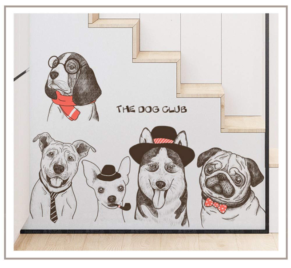 Creative Dog Club Vinyl Wall Stickers DIY Animal Modern Home Decor Decals Poster Wallpaper