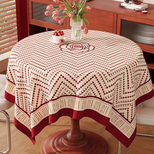 Surwin Mantel Hule Mesa Redonda, Manteles de PVC Estilo Elegante, Mantel Antimanchas Impermeable, Manteles Mesa Rectángulo, Ropa Mesa Camilla Lavable para Comedor (Rojo 2,90x140cm)