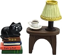 RAQWI Cute Mini Cat on Books Resin Figurine - Whimsical Desk Shelf Decor, Perfect Gift for Cat Lovers