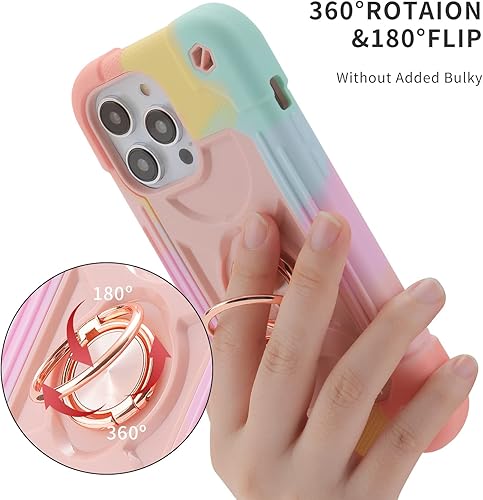 Miniatura 5 de Cookiver Funda para iPhone 14 Pro Max de 6.7 pulgadas con soporte de anillo, con 2 protectores de pantalla de vidrio + 1 protector de lente de