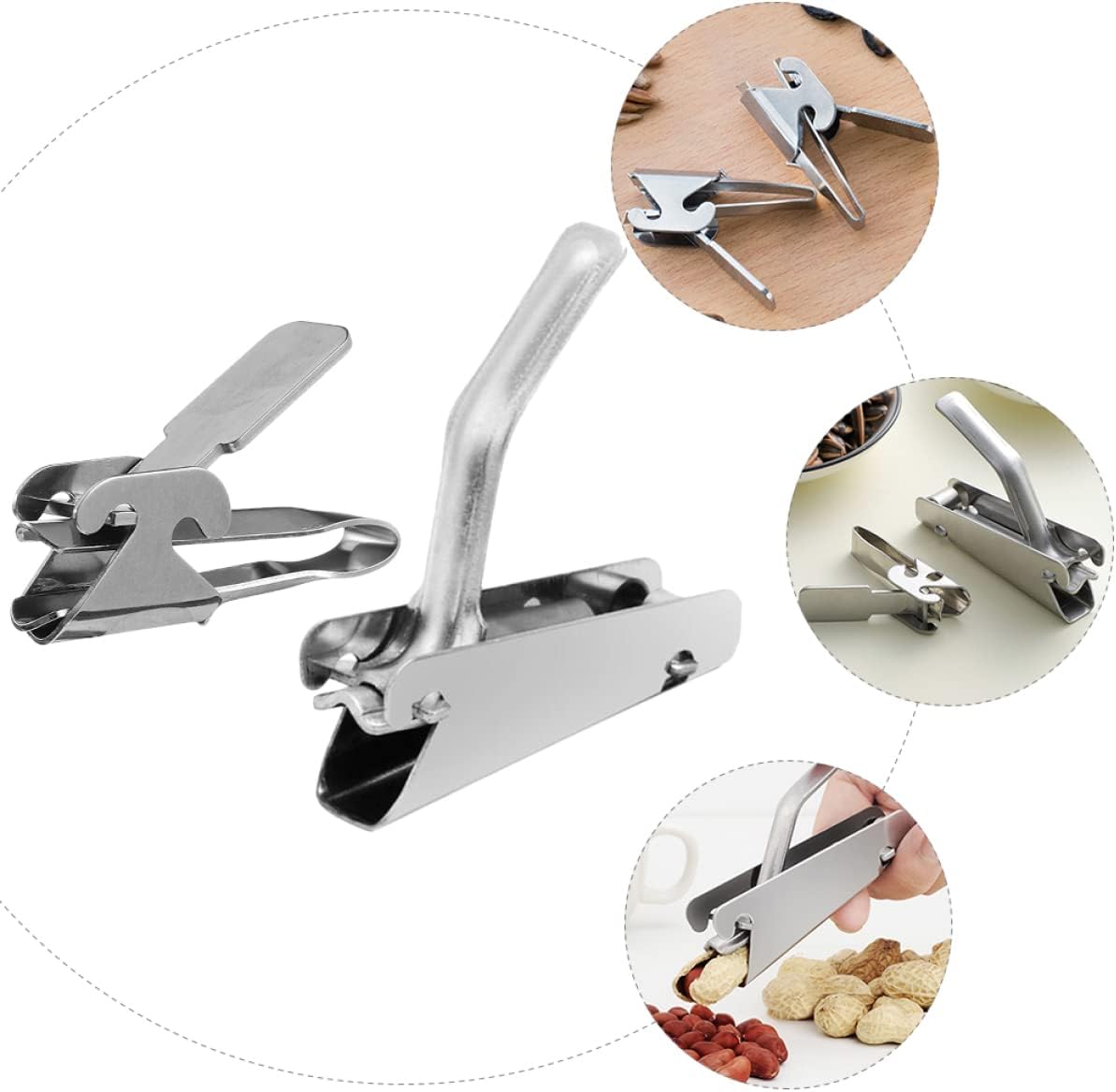 Hemoton 6pcs Stainless Steel Nut Cracker Tool for Pine Nuts and Efficient Shelling Plier for Pistachios Watermelon and Sunflower