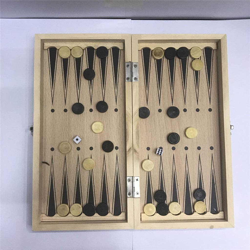 Przenośna składana drewniana gra podróżna szachy warcaby międzynarodowa gra podróżna Backgammon 3 w 1 zestaw upominkowy na świeżym powietrzu