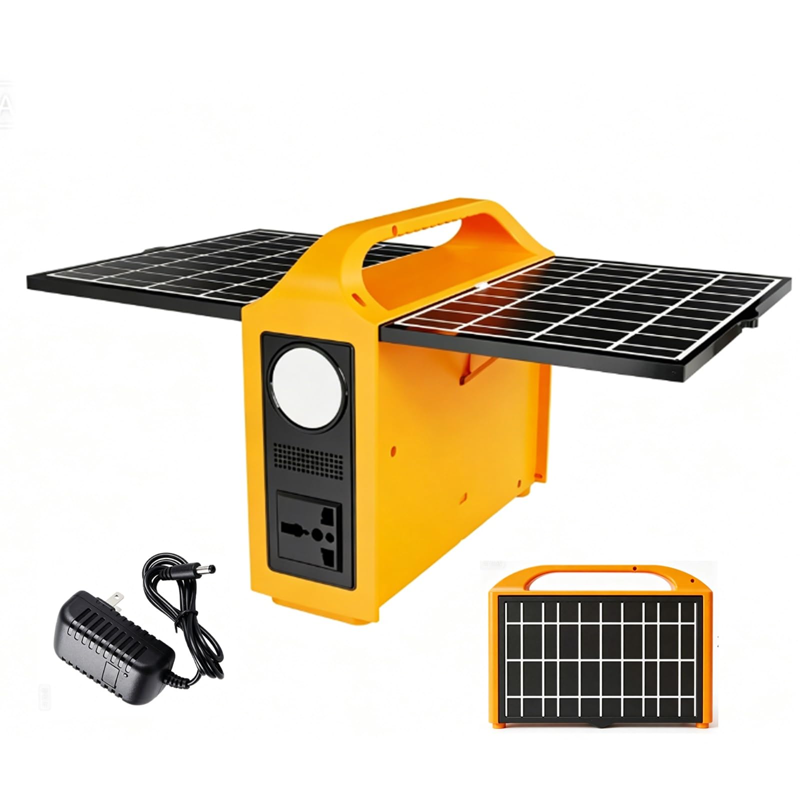 Generador Solar Portátil 100W con Panel Plegable Incorporado, Batería LiFePO4, Doble Voltaje 110V/220V, Fuente de Reserva Energética para Cortes de Luz y Viajes(110V)