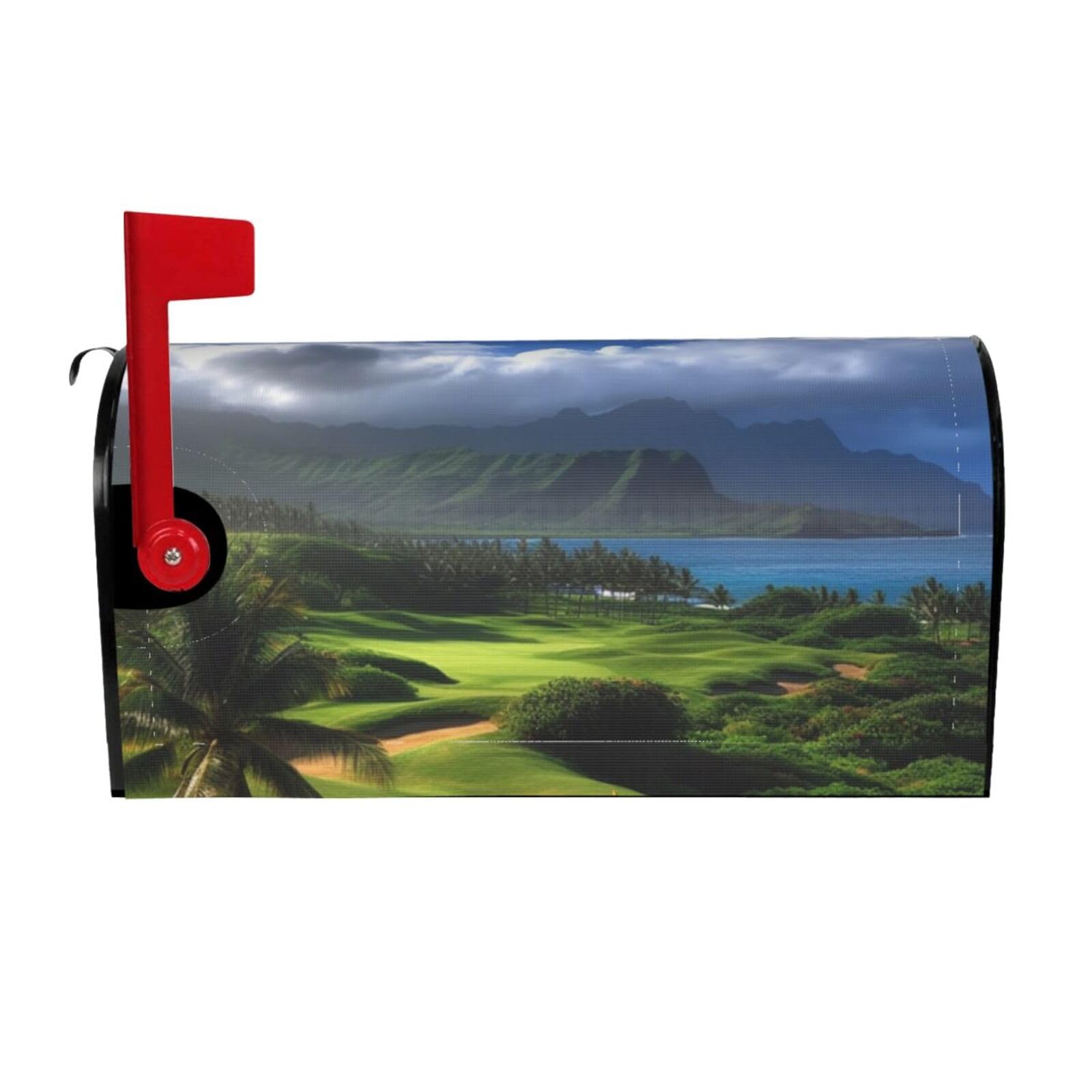 Scenic Hawaii Golf Tropical Mailbox Covers Magnetic Wraps Post Letter Box Cover Garden Home Decor 25.5x21 in