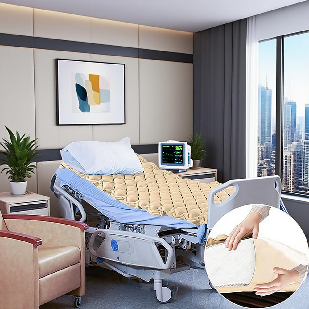 Genérico Colchón de Presión Alterna, Colchón de Aire Antiescaras, Colchón de Aire Antiescaras para Camas Domésticas para la Prevención del Lcer Y El Tratamiento de Pacientes Encamados,Beige