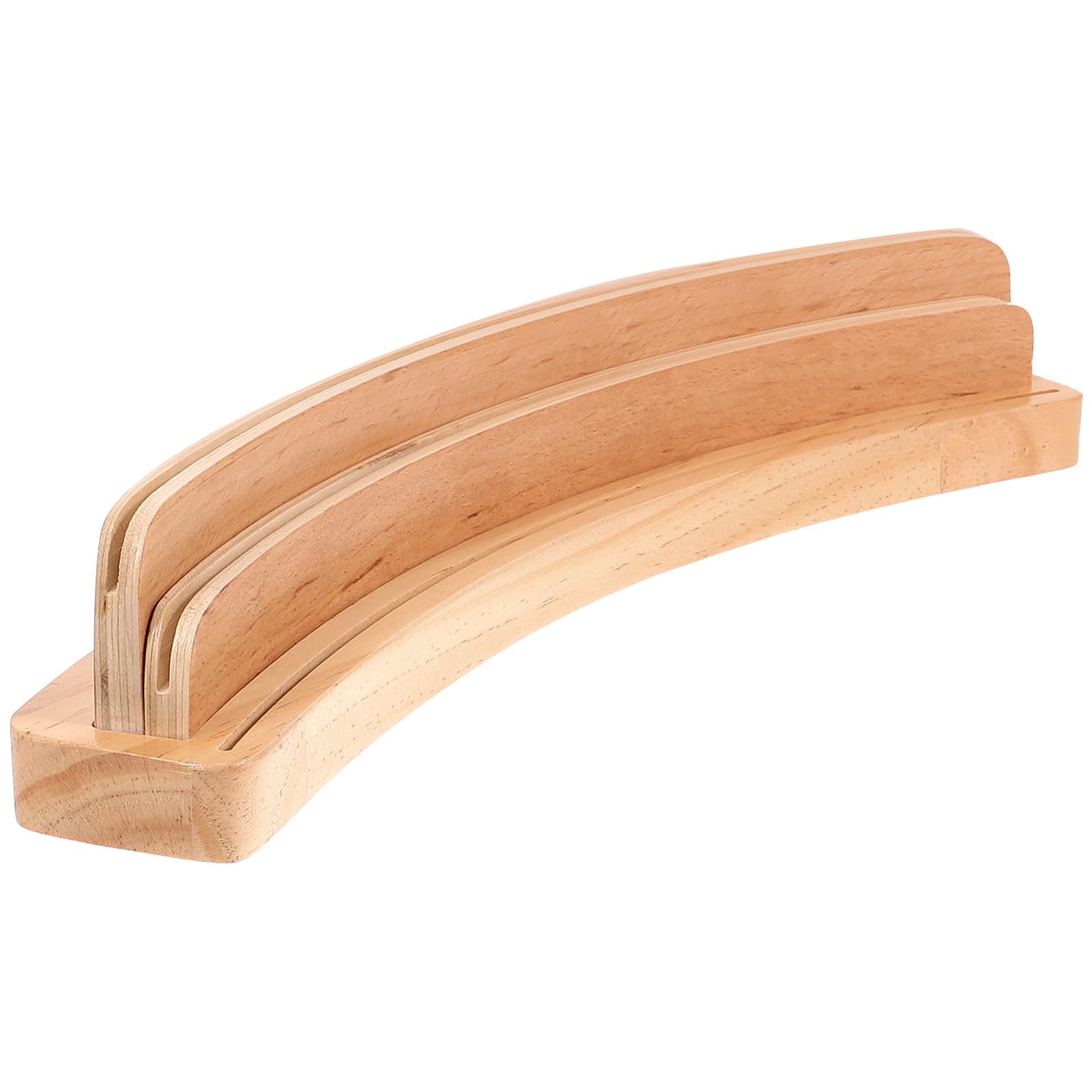 Yardwe Wooden Card Holder Children's Playing Card Holder Double Row Elegant Wooden Card Stand for Playing Cards and Photos 35.5 x 6.5 cm Beige