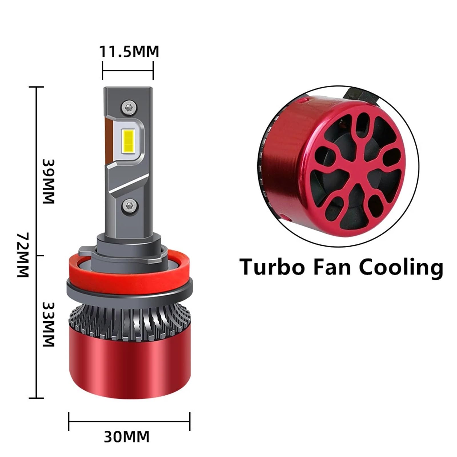 3000K H4 Phare De Voiture H7 LAMPE À LED Vert Citron H7 H4 LED Auto H11 H8 H1 HB3 HB4 H4 LED Ampoule 80W Phare De Moto 12V (Size : H11)
