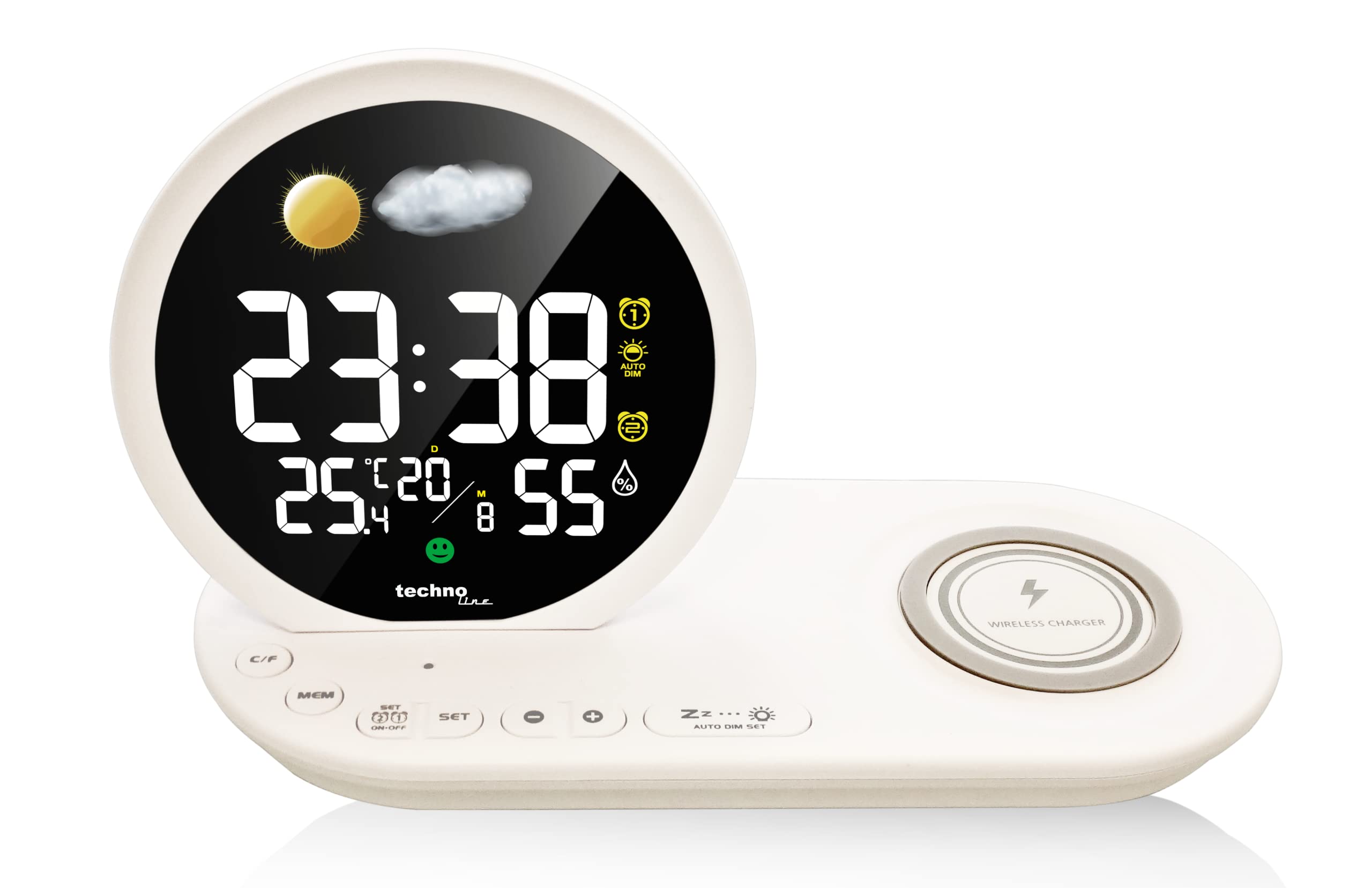 Technoline, WT427 - Despertador LED inalámbrico con Cargador USB