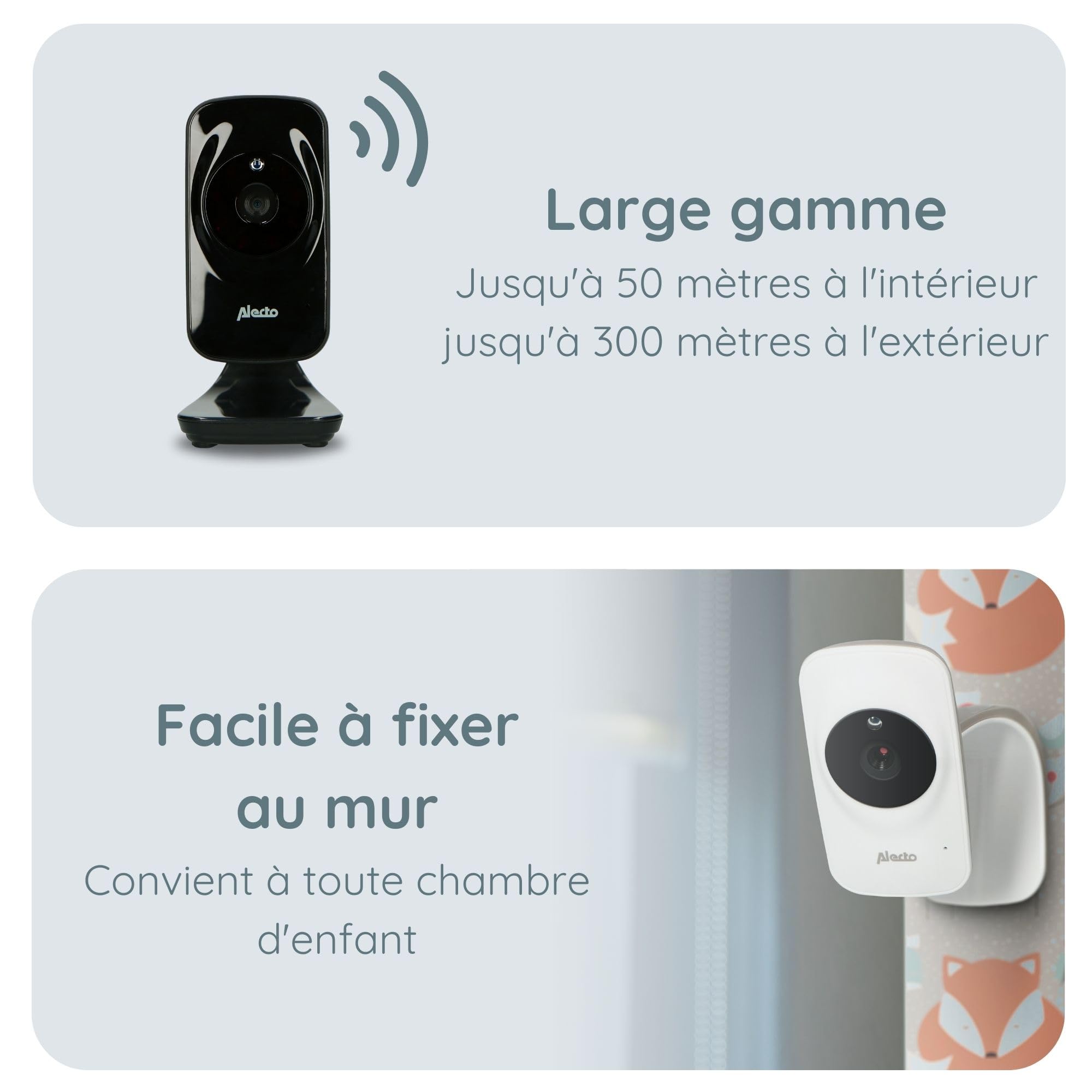 Alecto DVM71BK - Babyphone avec caméra avec écran Couleur 2,4" - Babyphone - Caméra de Surveillance numérique avec portée de 300 m - Noir