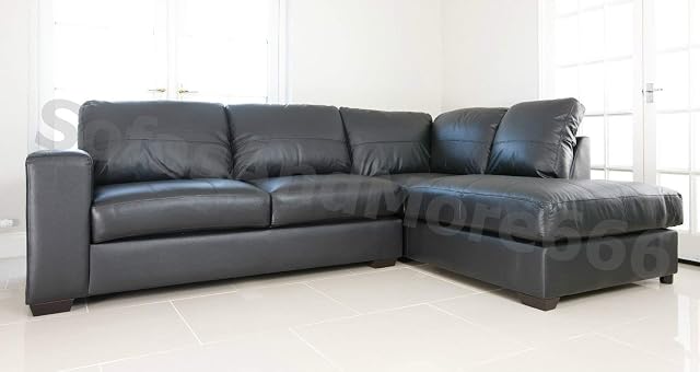 Sofas and More WESTPOINT VENICE BIG CORNER SOFA FAUX LEATHER BLACK RIGHT HAND SIDE