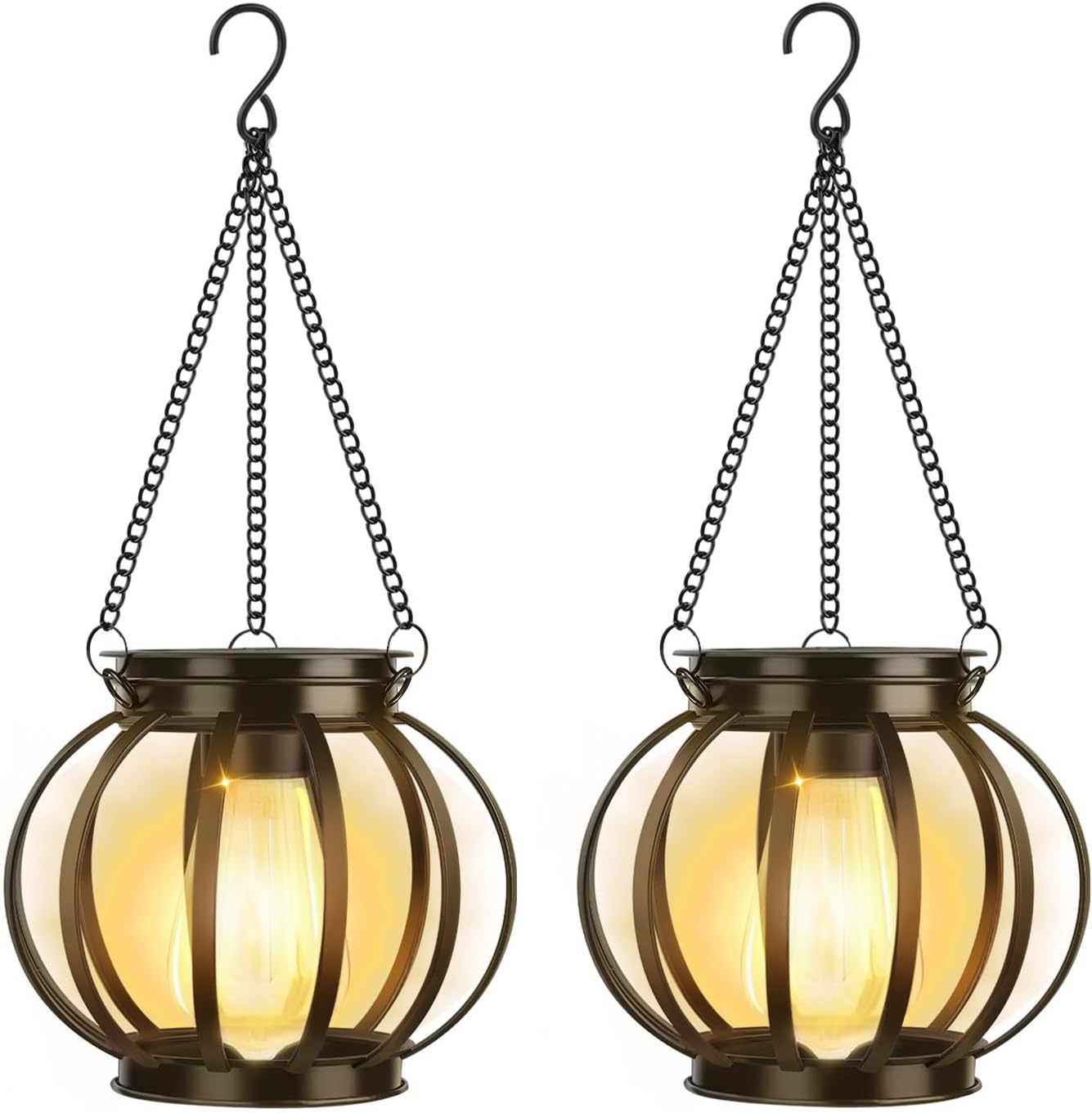 2 Pack Solar Lantern Outdoor Lamp Waterproof Decorations Garden Decor, Christmas Birthday Gifts for Women, Mom, Grandma Decorative Garden, Yard, Patio, Lawn, Porch - Pumpkin