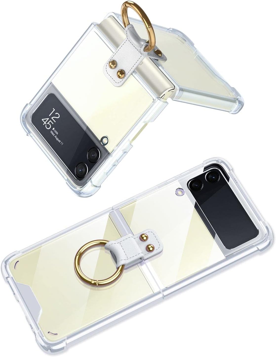 SaharaCase - Hybrid-Flex Hard Shell with Ring Case for Samsung Galaxy Z Flip4 5G (2022) [Shockproof Bumper] Rugged Protection Anti-Slip Grip Slim Fit - Clear