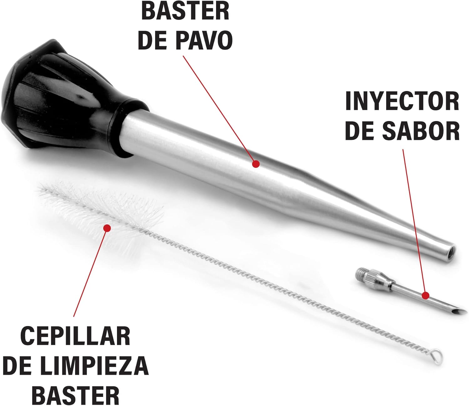 Bellemain Signature Turkey Baster Set w/Cleaning Brush –Turkey Baster (Stainless Steel) w/Advanced Set-Down Silicone Bulb and Heavy-Duty Cleaning Brush for Sparkling Clean-up (Basic Set): Home & Kitchen