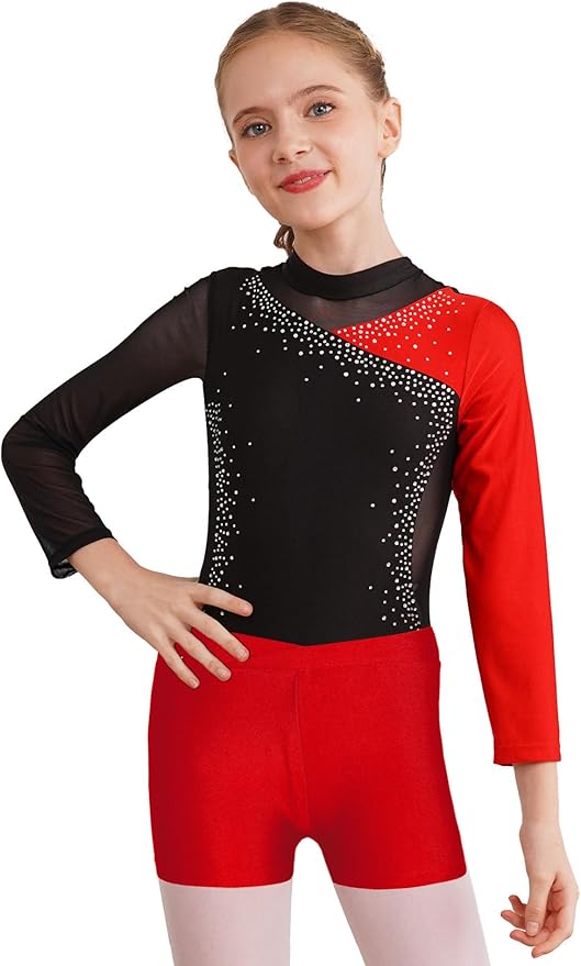 Polyester élasthanne Respirant Ensemble Gymnastique Fille Strass