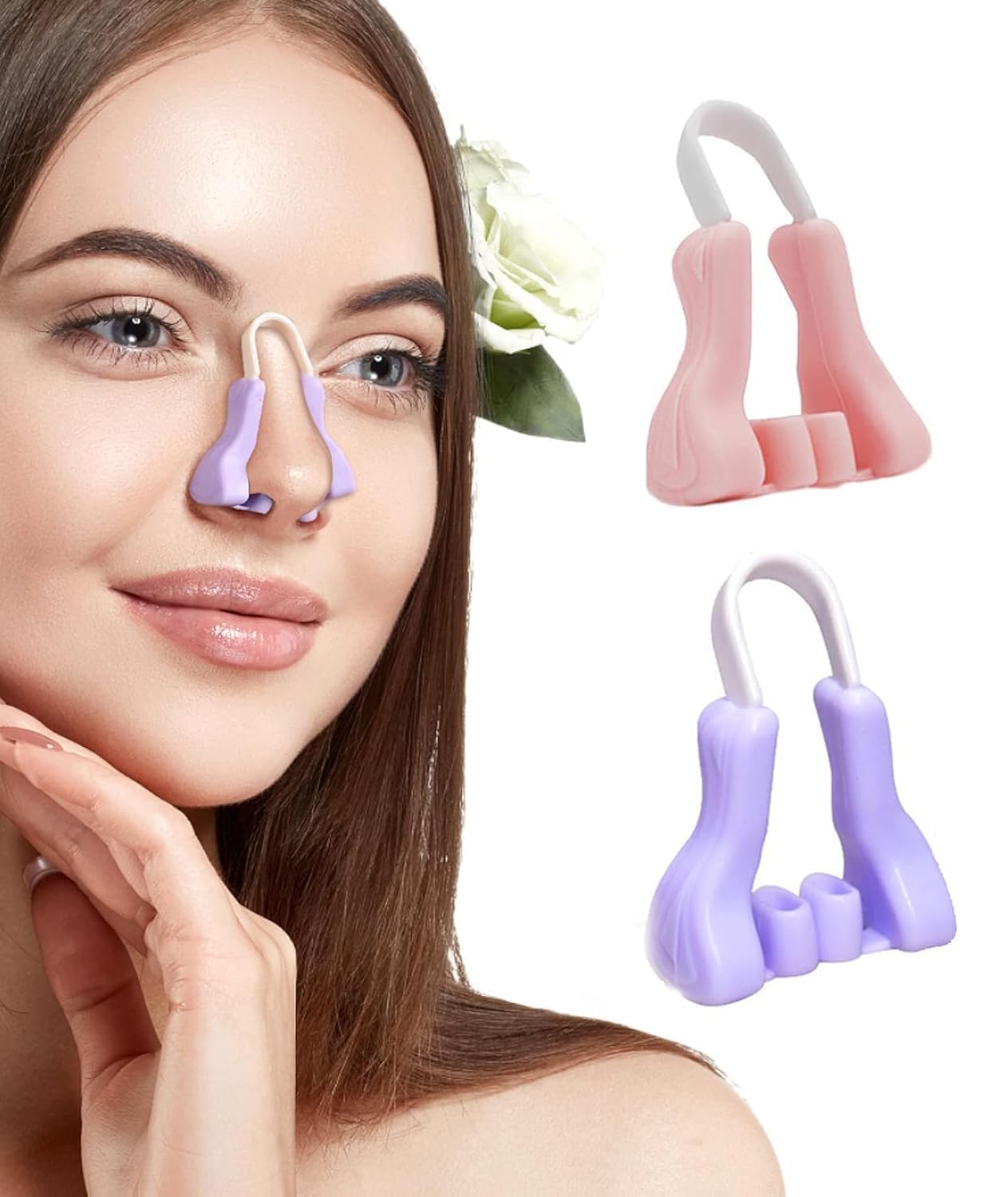 Silicone (PACK OF 2) Nose Shaper Clip Nose Corrector Device for Nose Bridge Straightening and Lifting - Soft and Safe Non Surgical Nose Up Beauty Tool