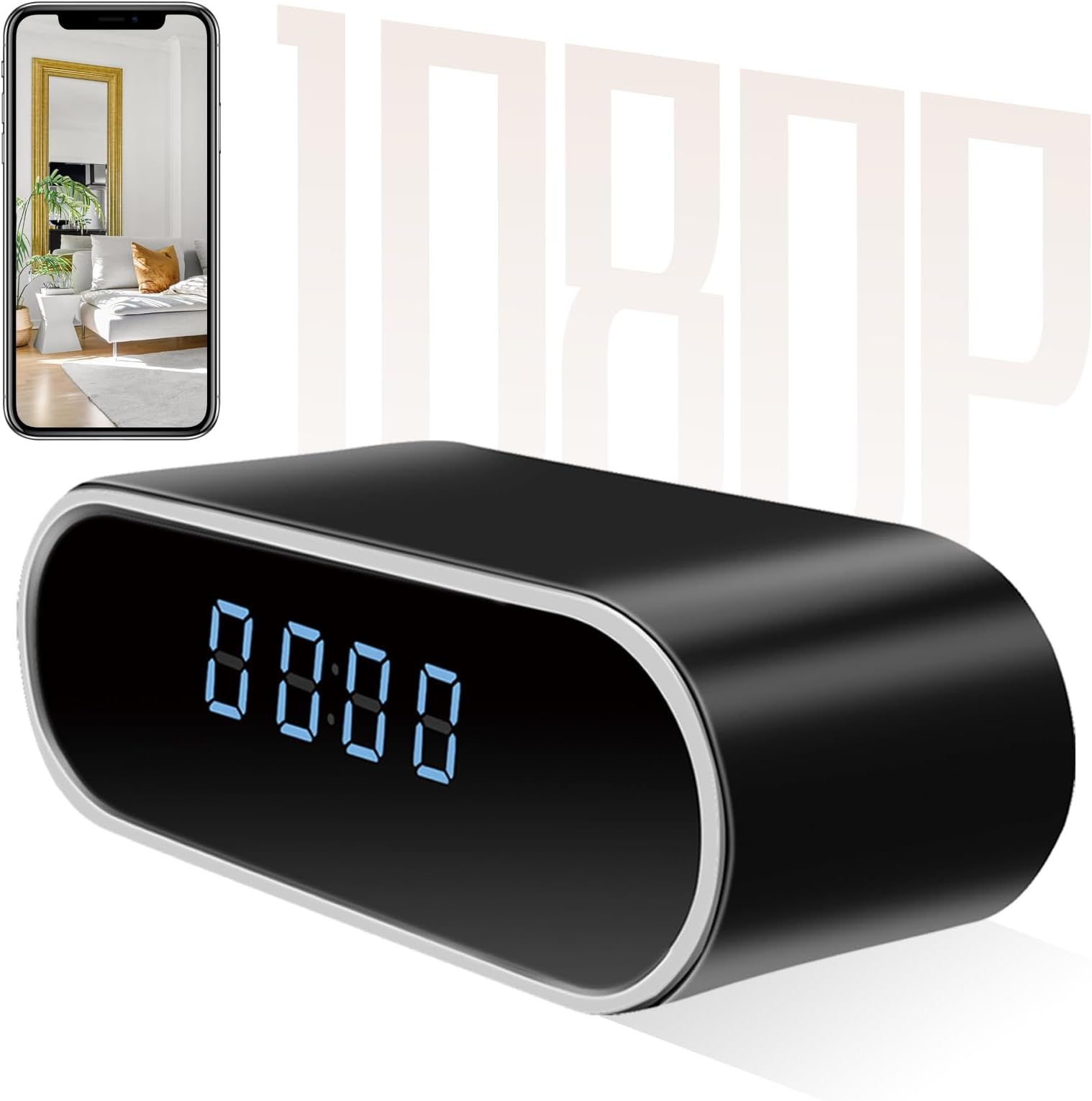 Hidden Spy Camera Clock,1080P WiFi Hidden Camera Clock with Night Vision/Motion Detection/Loop Recording, Wireless Indoor Security Nanny Cam Surveillance Camera