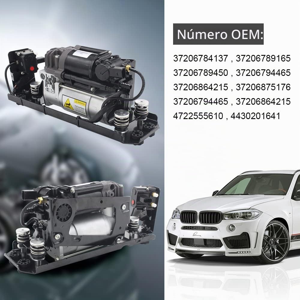 Conjunto de bomba de aire de bloque de válvula de compresor de suspensión de aire con válvula de distribución y soporte compatible con BMW Serie 5 7 F02 F11 37206864215 37206794465