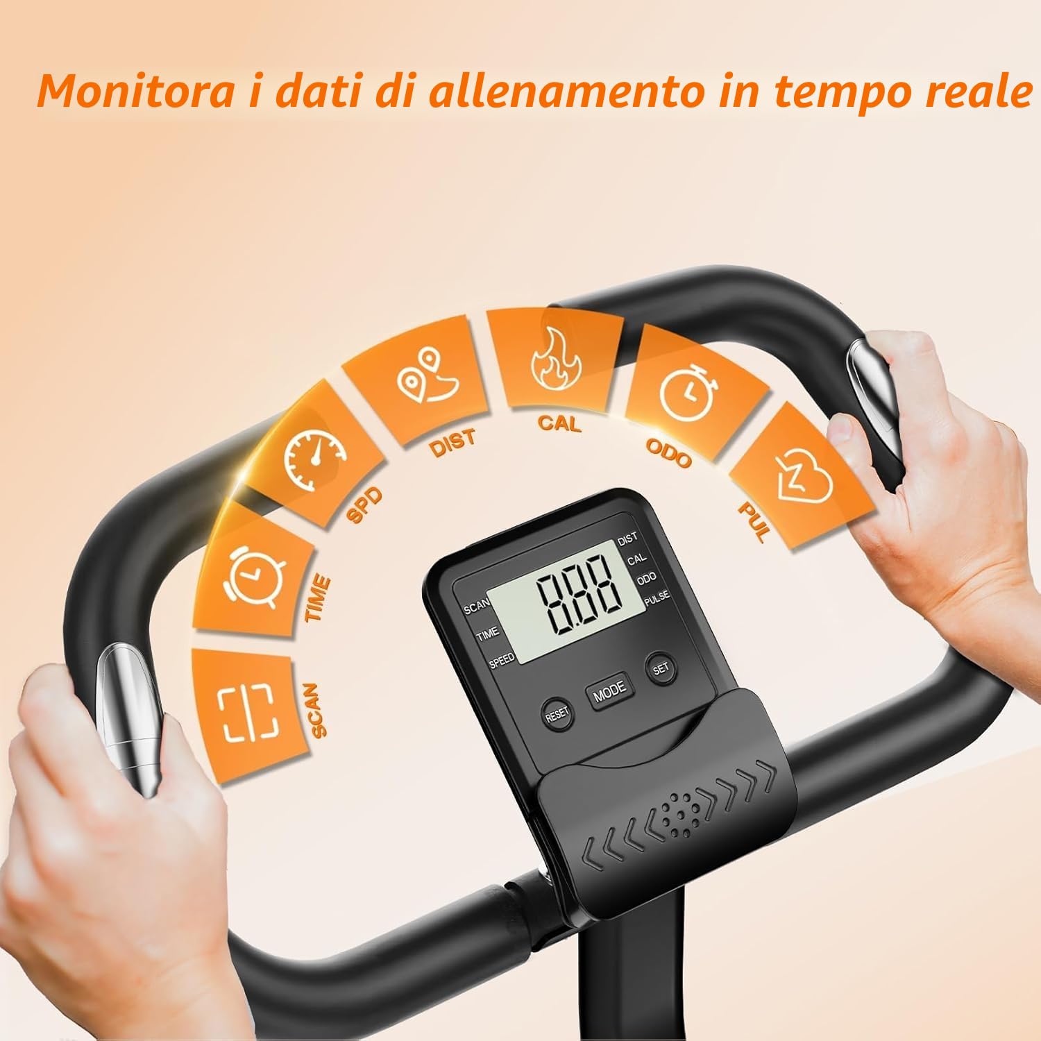 Dskeuzeew Cyclette Pieghevole da Casa, Bicicletta da Interno Silenziosa con Schermo LCD e Delle Pulsazioni, Bici da Fitness Magnetica con 16 Livelli di Resistenza, Capacità Max 150KG