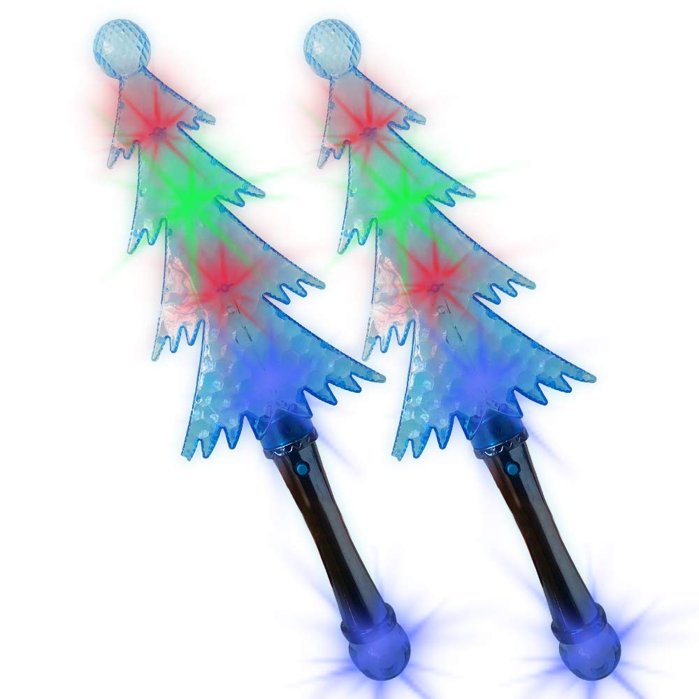 ArtCreativity Light Up Christmas Tree Wand for Kids, 2 Pack Magic Wand Christmas Tree Light Flashing LEDs, Batteries Included, Fun Christmas Tree Toy and Stocking Stuffer for Boys and Girls