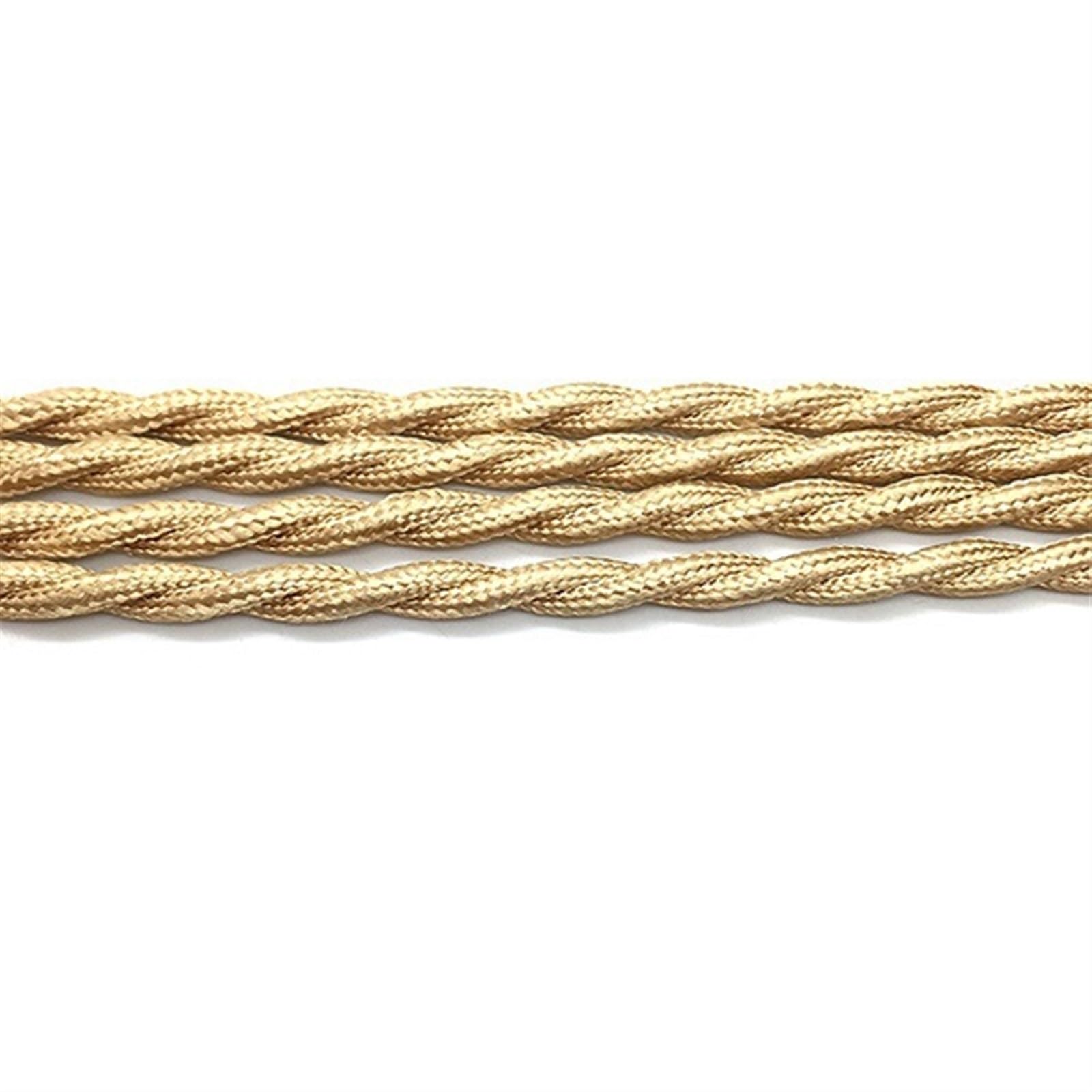 przewody, 5 metrów 2 x 0,75 mm bawełniany oplot przemysłowy kabel do lamp pokryty tkaniną elektryczną(Golden)