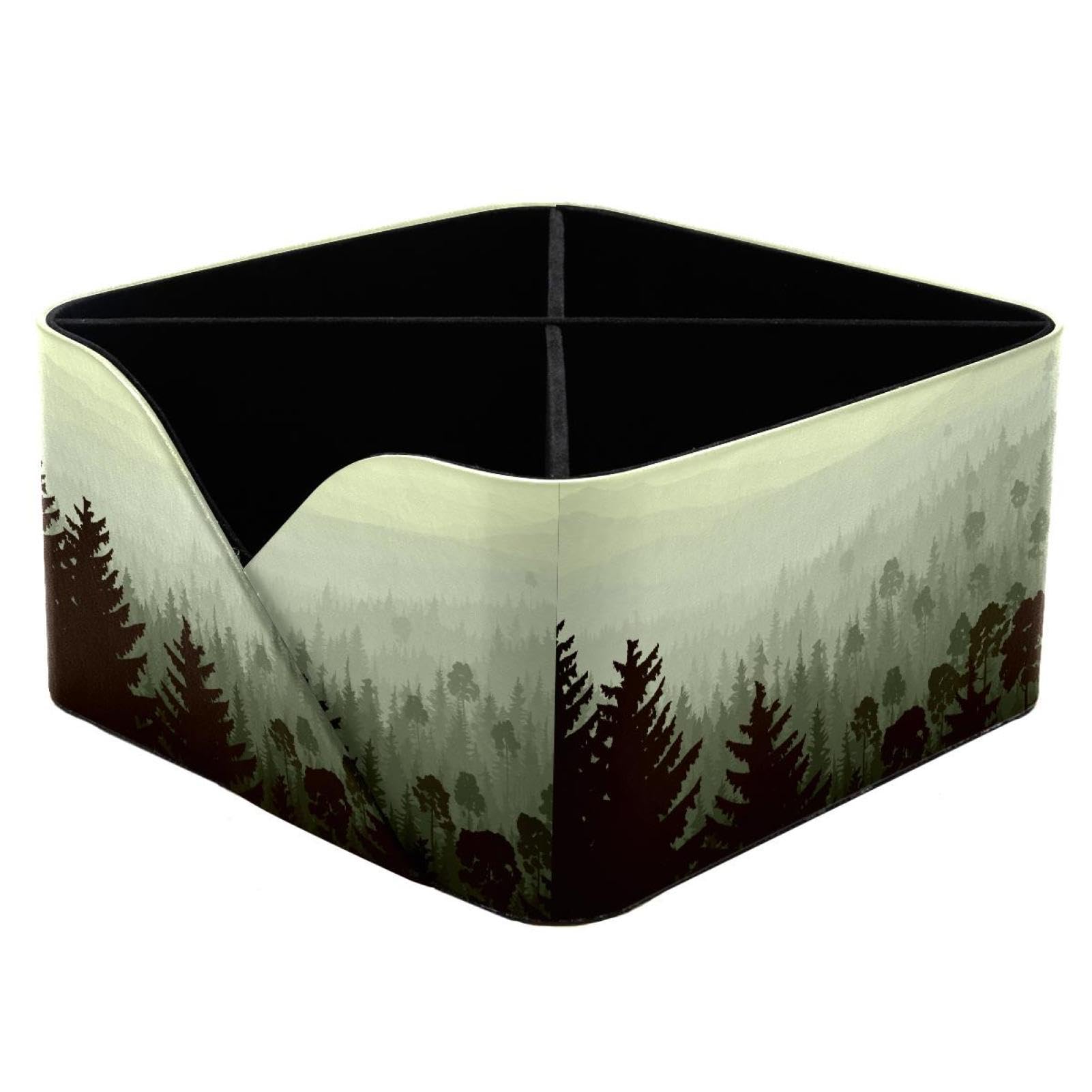 KengjuTesu Wild Coniferous Forest Fog Firs Landscape Desktop Organizer Pen Holder, Rectangular Pencil Cup for Office, Study and Makeup Stations