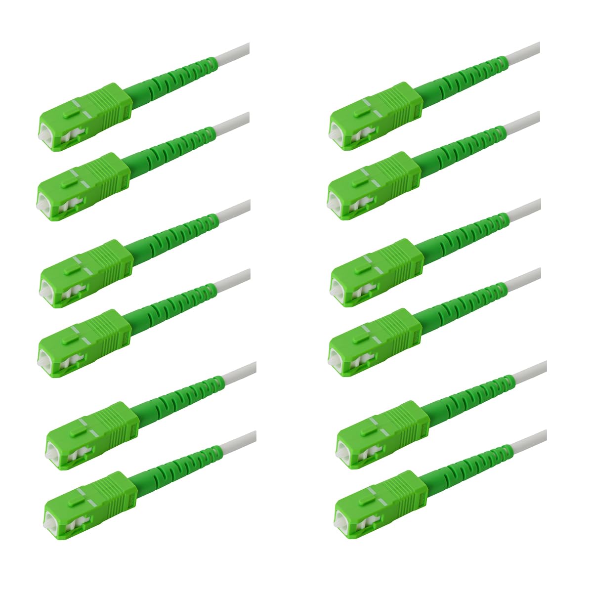 SpeedyFiberTX 6-Pack 1.5 Meter SC/A to SC/A Armored Fiber Patch Cable, Premium SC/A Connector (≤ 0.15dB), Corning Singlemode G657A2 Fiber, 3.0mm White Simplex LSZH UV-Proof Indoor/Outdoor Cable Jacket