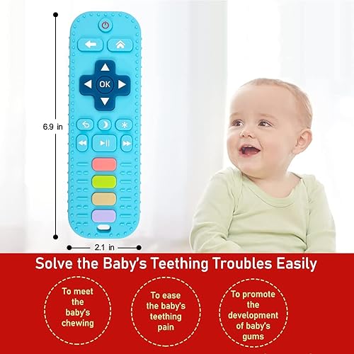 Miniatura 3 de Juguetes de dentición para bebé, paquete de 2 para 0 a 12 meses, mordedor a control remoto, juguetes infantiles para bebé niño y niña (gris + azul)