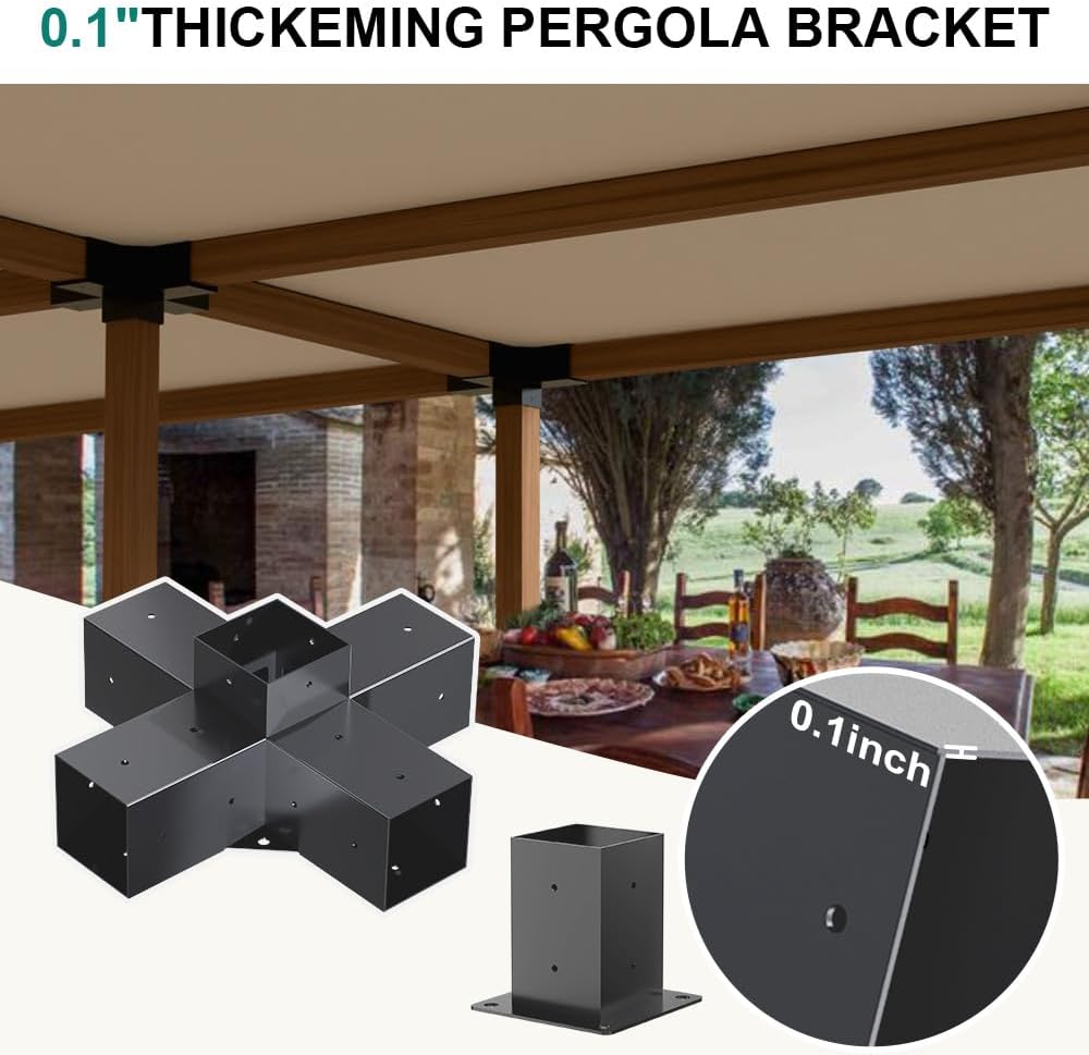 Pergola Kit - 5-Way Brackets for 4x4'' Wooden Beams, Gazebos, Patio & Sheds
