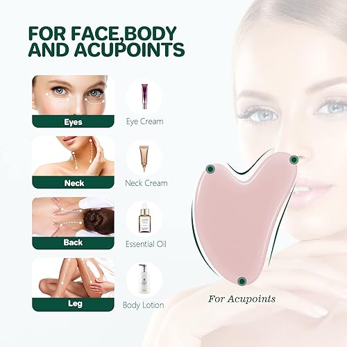 Miniatura 9 de Gua Sha Herramientas faciales, herramienta de masaje GuaSha, tablero de guasha para terapia de acupuntura de spa, tratamiento de punto de