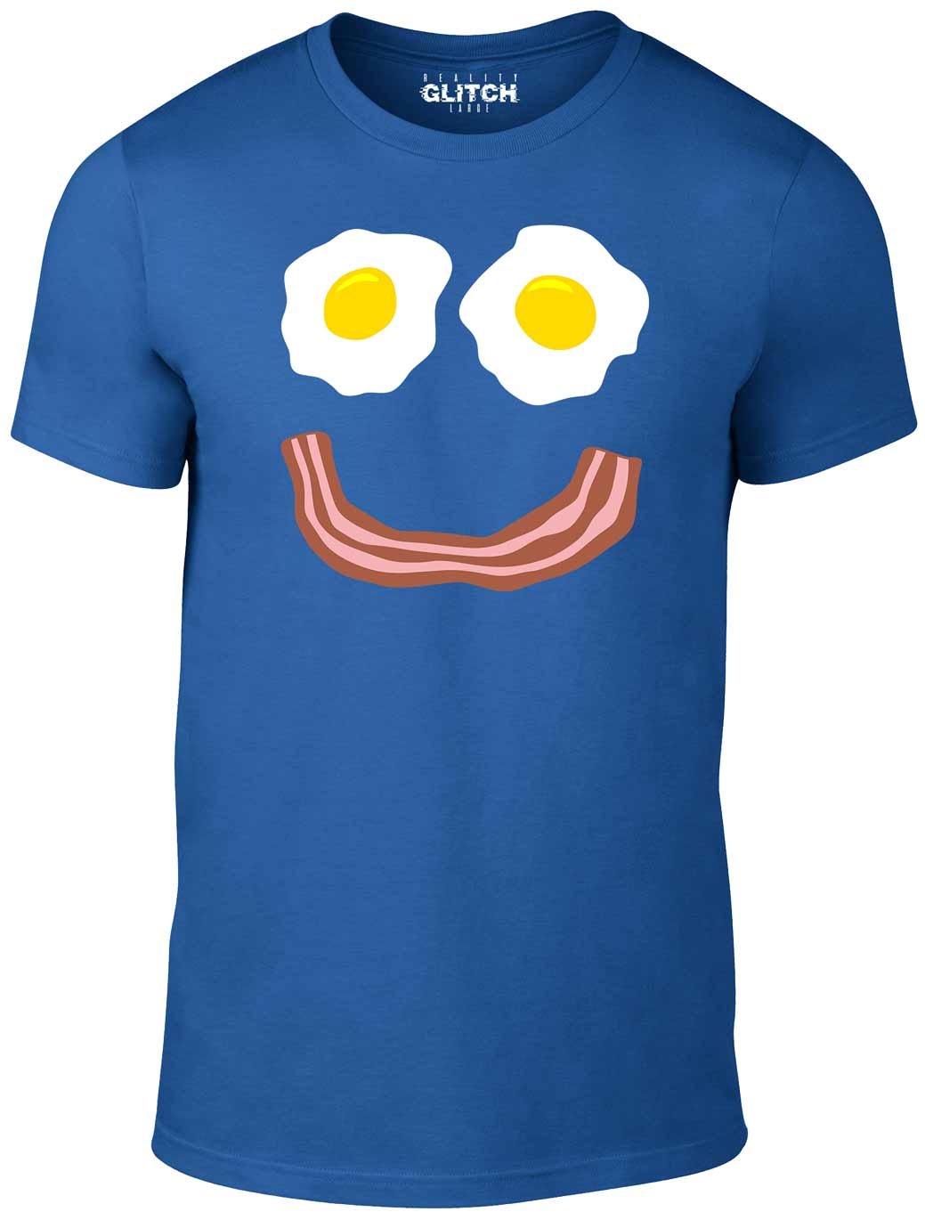 Reality Glitch Men's Royal Blue Bacon And Eggs Smile T-Shirt