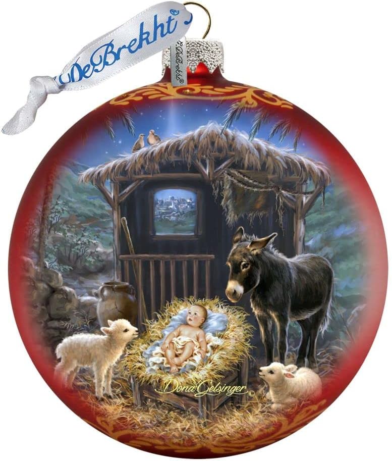 Born in A Stable Glass Ornament Art by Dona Gelsinger - 71157-1726 - G.DeBrekht