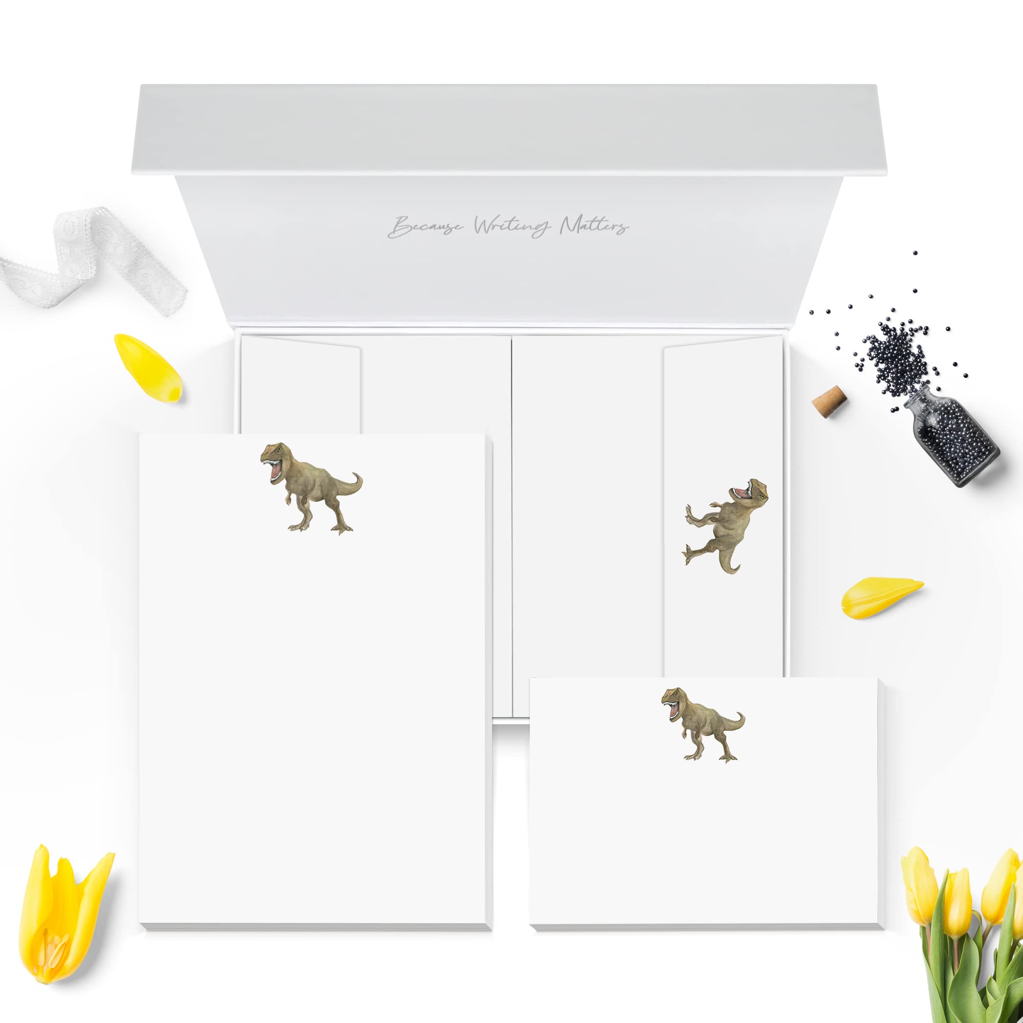 Me Loovely Tyrannosaurus Rex Dinosaur Letter Writing Paper Notecard and Envelopes Set Stationery Supplies | Gifts (20 Letters, 10 Cards & 30 Envelopes with Gift Box)
