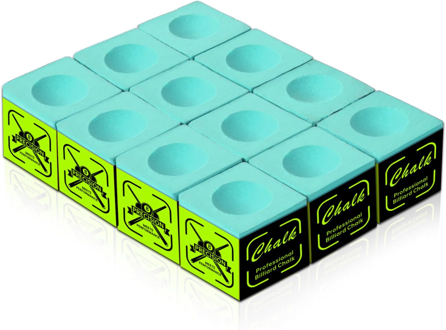 10A Nano Pool Cue Chalk: Professional Billiard Cue Chalk with Low Dust, Reduces Miscues Billiard Pool Table Accessories for Tournament & Home Use (12/36 Cubes, Blue/Teal/Red)
