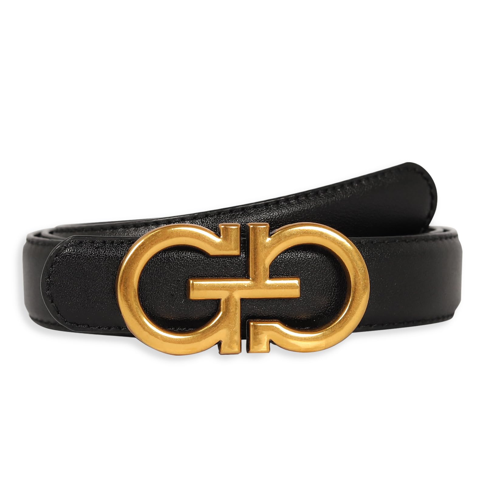 Women's Fashion Classic Metal Buckle Leather Belt with Jeans Dress