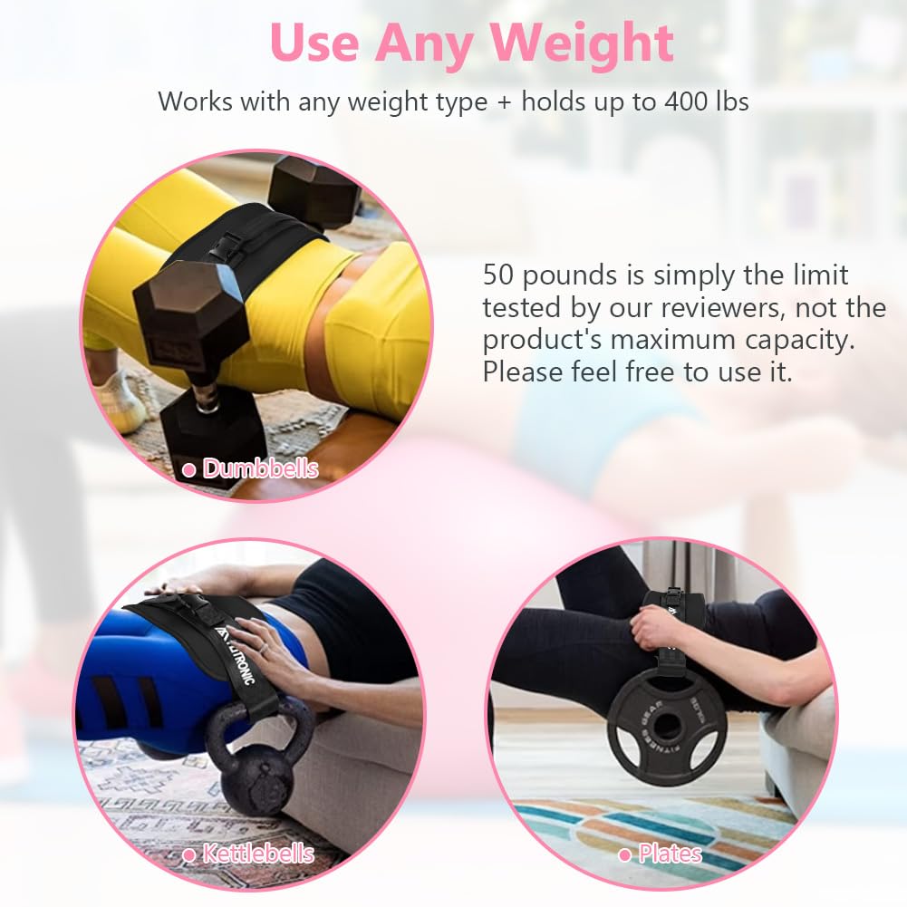 flintronic Cintura per Esercizi di Spinta dell'anca, Cintura per Spinta dell'anca Regolabile con Imbottitura Extra, per Manubri, Kettlebell, Fitness, Palestra, Sollevamento Pesi, Bodybuilding