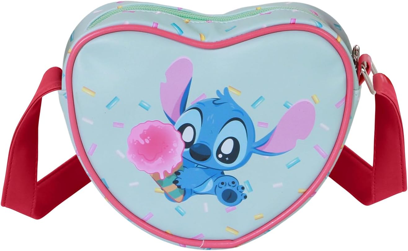 Disney Lilo and Stitch Candy Casual Heart Shoulder Bag, Blue, 21 x 15.5 cm