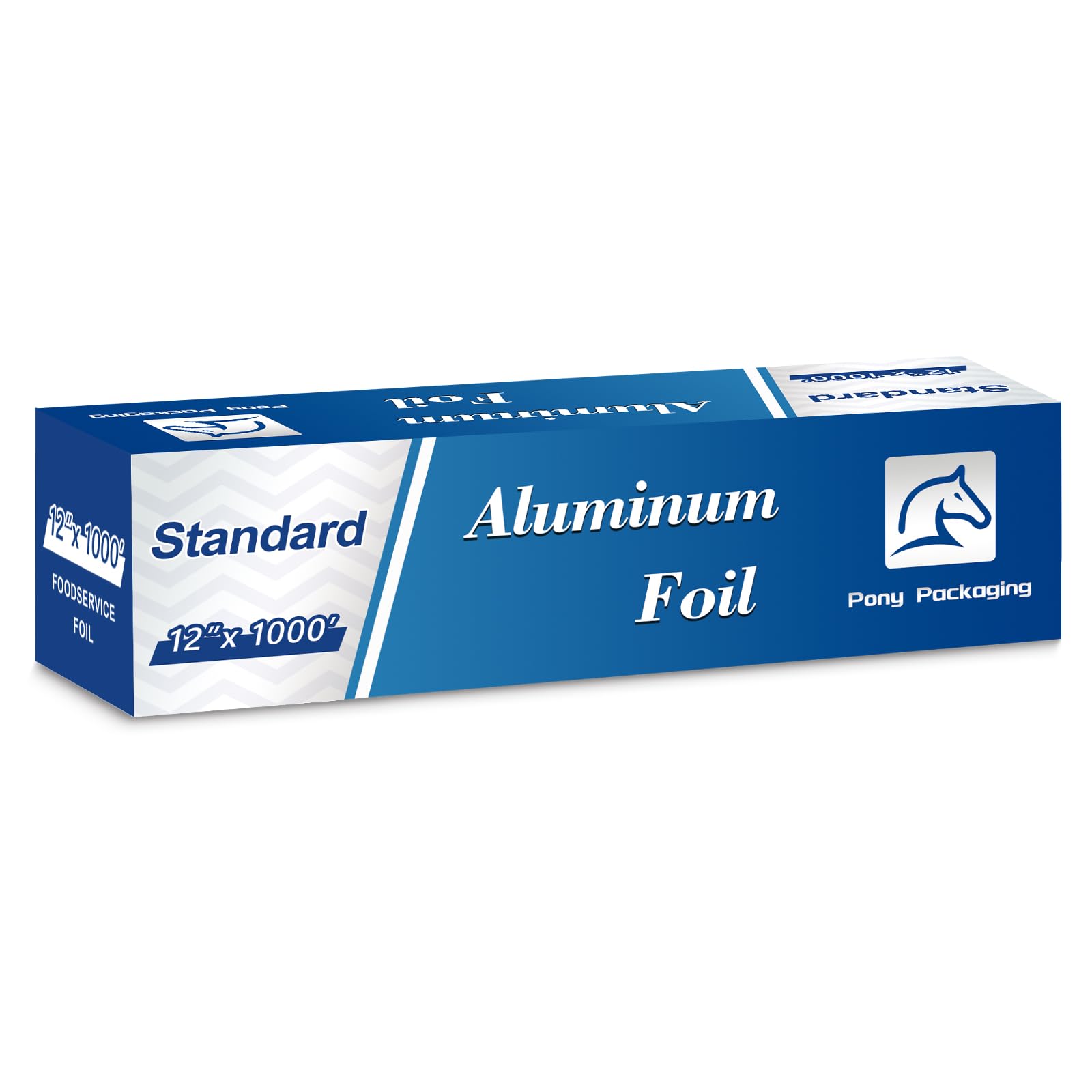 Aluminum Foil Standard 12 inch Wide, 1000 FT Food Safe Foil Wrap for Cooking, Baking, Grilling, Food Service Pony Packaging Aluminum Foil Roll (12"