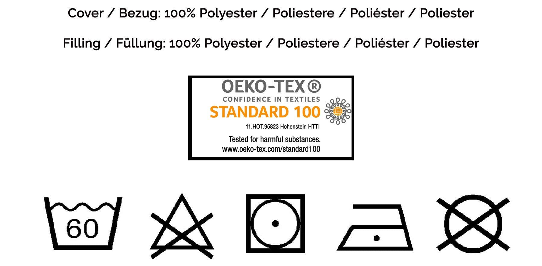 ZOLLNER - Set de 1 - Cubrecolchón - Blanco - 180x200 cm - poliéster