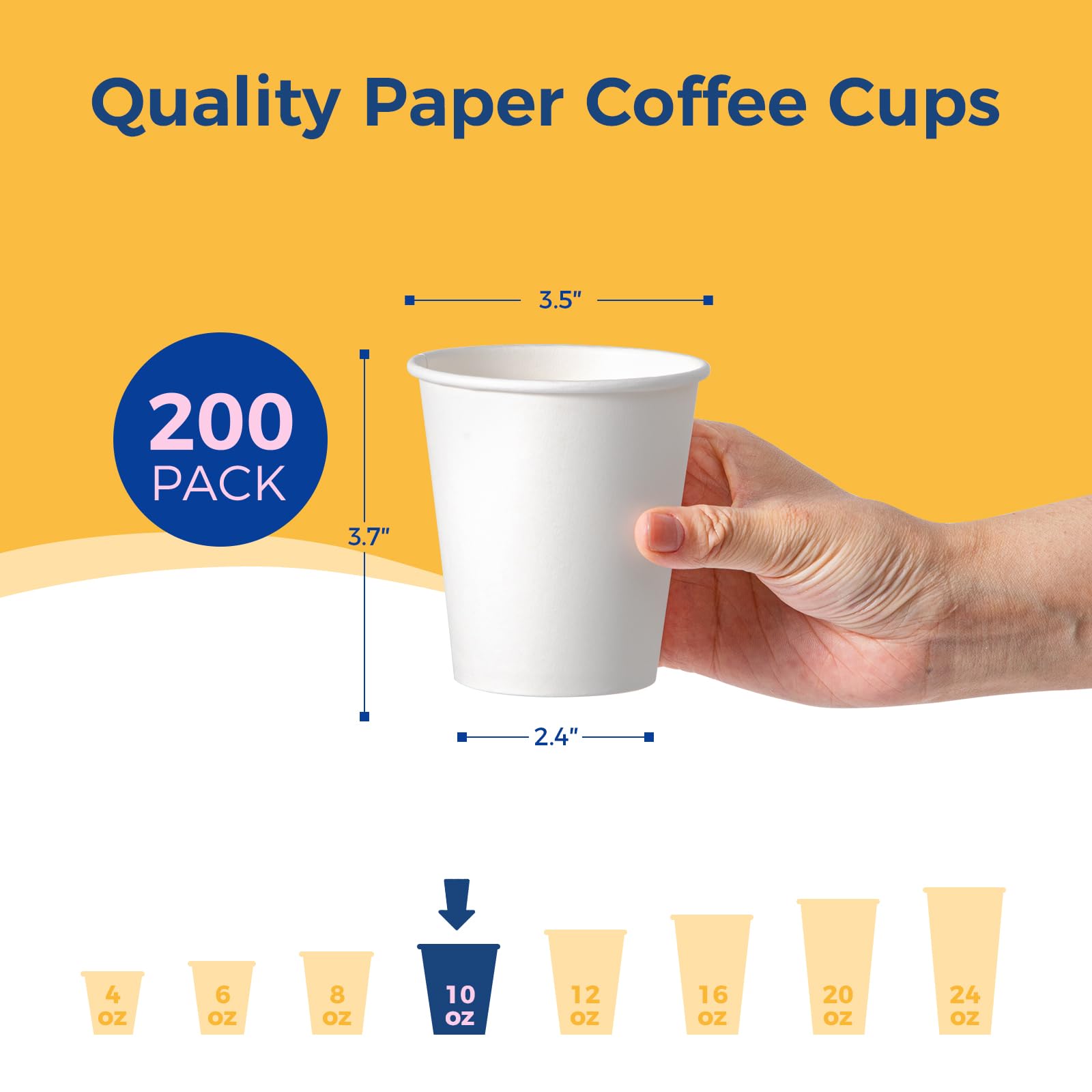 Amazon.com: Fit Meal Prep 200 Pack 10 oz Disposable Paper Coffee Cups,  Premium White Hot Cups for Hot/Cold Beverage, Durable Thickened Paper Cup  Bulk for Party, Office, Bussines, Home, Bistros, Daily Use :
