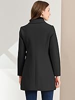 Vista 5 de Allegra K Abrigo de invierno largo con cuello Peter Pan para mujer, con un solo pecho