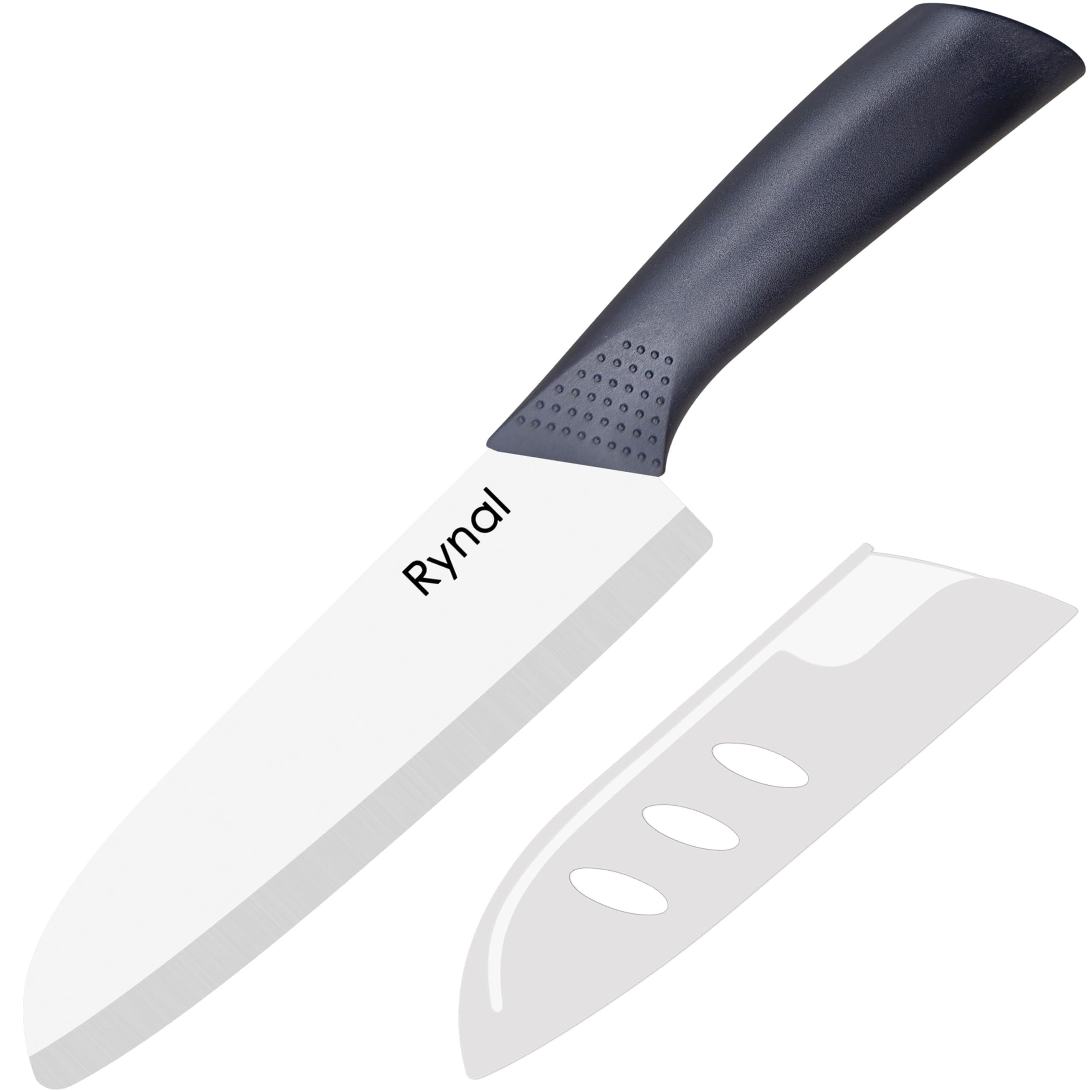 Upgrade Version 7-inch Ceramic Santoku Knife with Sheath - Light, Precise, Sharp, Nonstick Ceramic Knife - Rustproof Dishwasher Safe Chef's Kitchen Knife