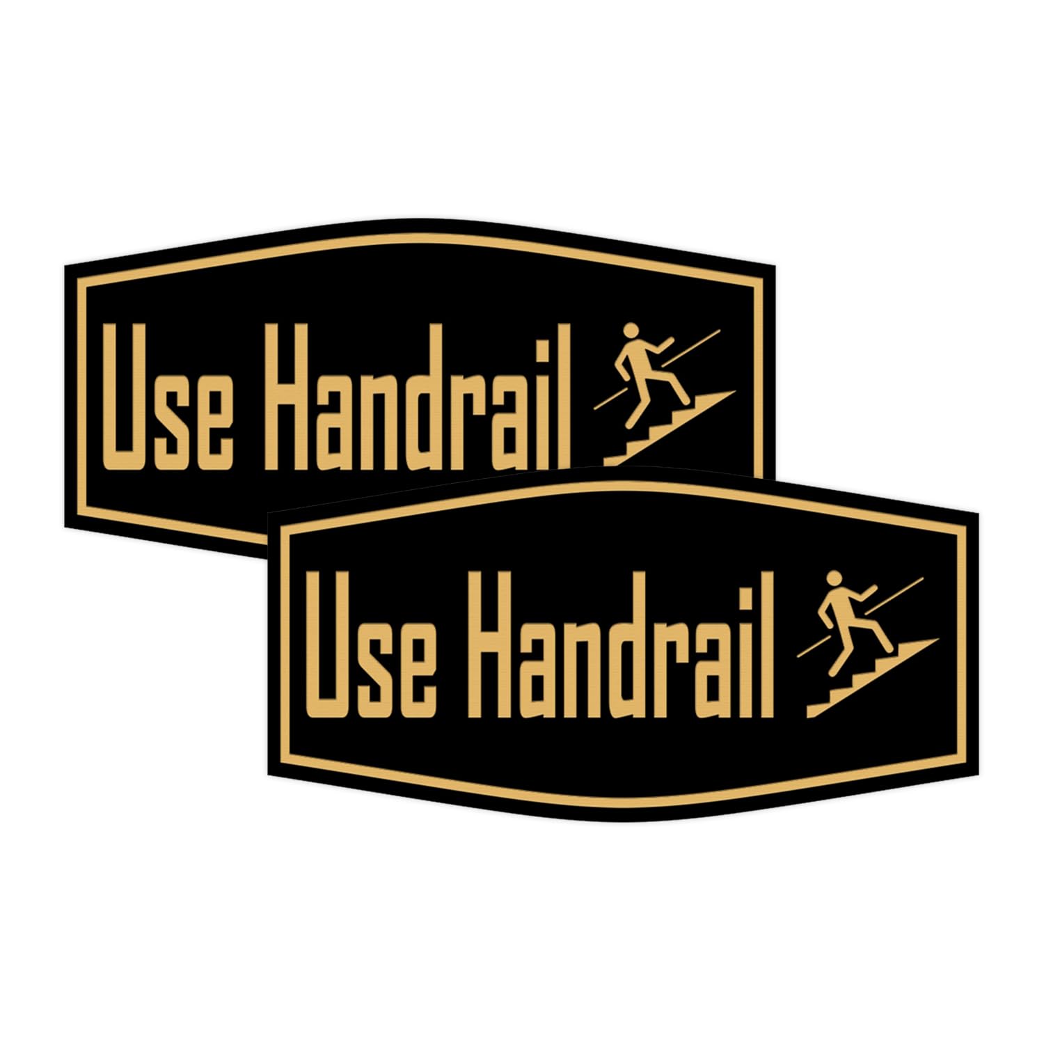 Fancy Use Handrail Sign (Black Gold) - Large 2 Pack