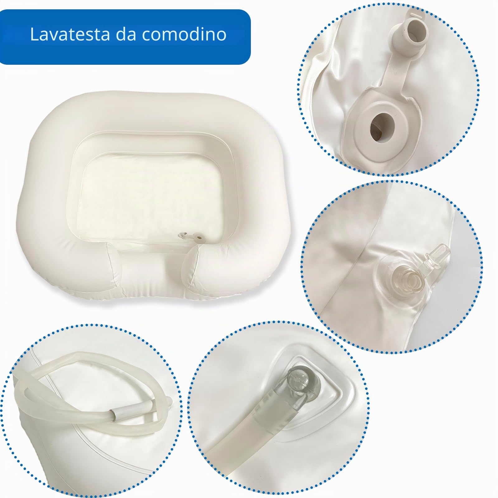 Kit doccia gonfiabile per letto da comodino, sistema doccia per disabili e anziani facile, gravidanza, paziente legato o post-chirurgico, paziente confinato a letto (confezione da 4)