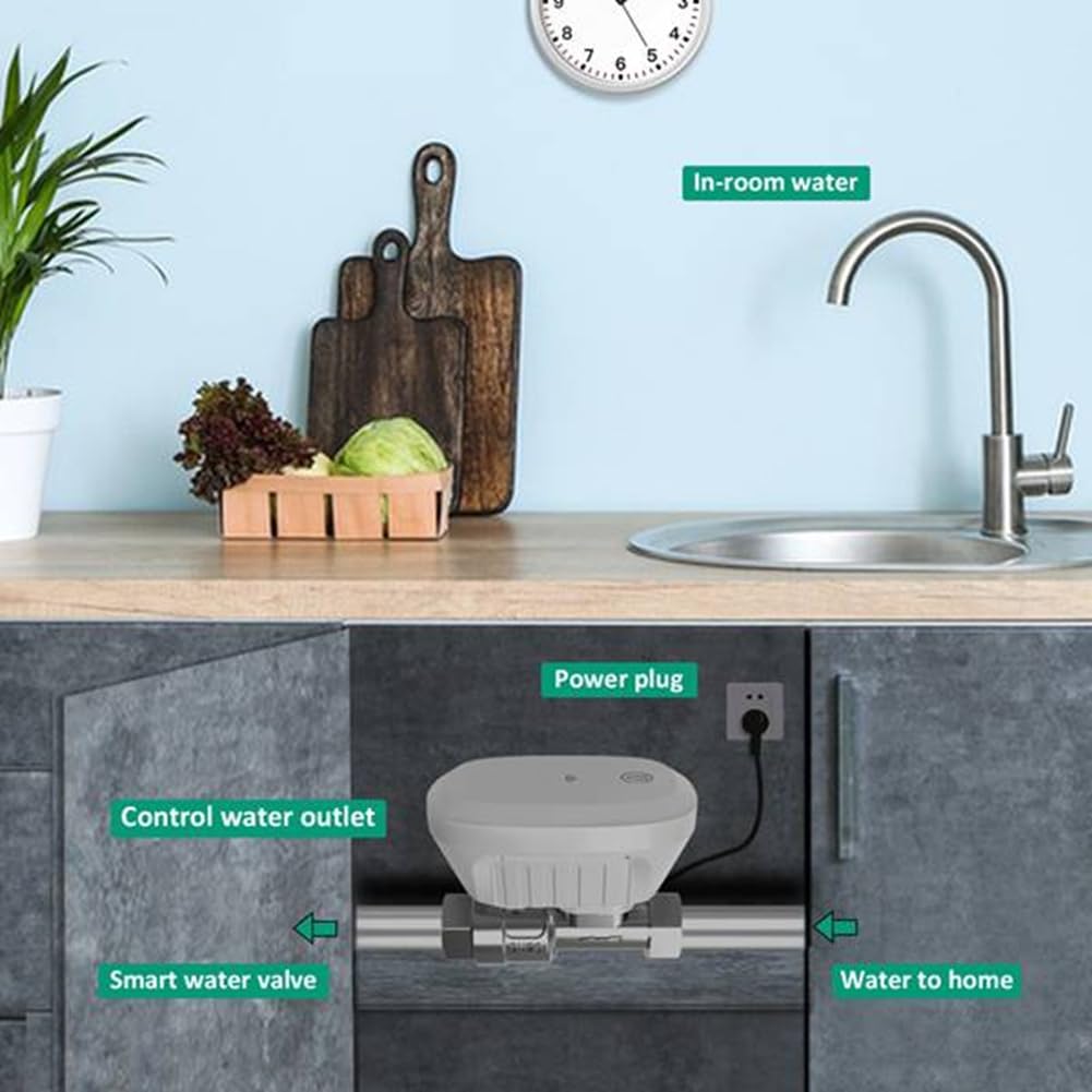 Válvula de Agua Inteligente Tuya con WiFi, Medidor de Agua, Caudal, Consumo, Visualización de Temperatura, Temporizador, Control de Vida Inteligente, Enchufe Europeo.