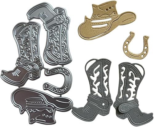 Botas de vaquero del oeste, sombrero de vaquero, feliz cumpleaños, troqueles de corte de metal, troqueles de bricolaje, álbumes de recortes,