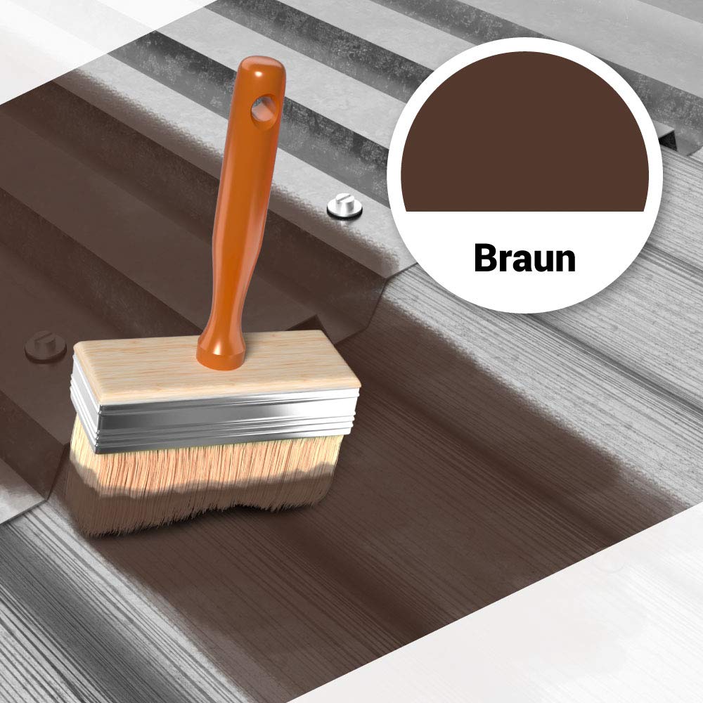 Dachfarbe 40kg Braun, Sockelfarbe, Dachlack, Dachsanierung, Flexibler Polymermembran Wetterbeständig + Farbroller 25cm Mikrofaser mit Bügel Set RM46